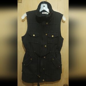 BBX Lephsnt Utility Vest Women's Med Black Military Style Sleeveless Jacket